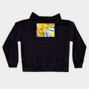 Golden Wattle Flowers by Leah Gay Kids Hoodie